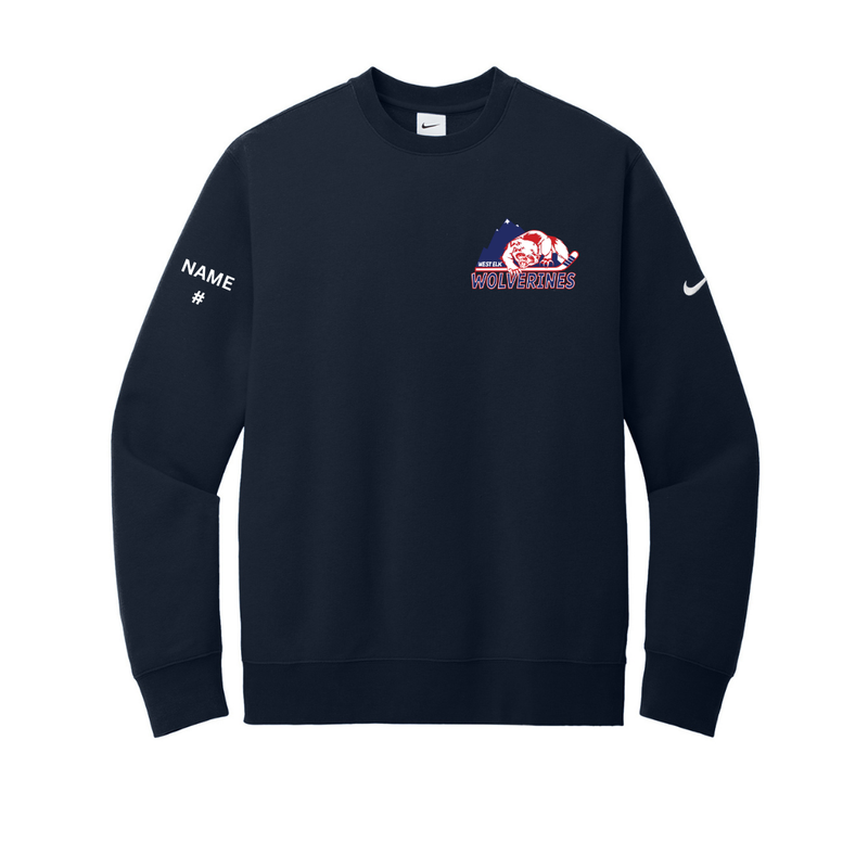 Load image into Gallery viewer, West Elk Wolverines Nike Club Fleece Sleeve Swoosh Crew
