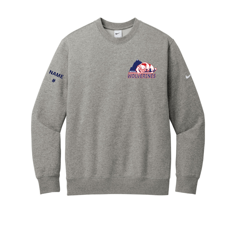 Load image into Gallery viewer, West Elk Wolverines Nike Club Fleece Sleeve Swoosh Crew
