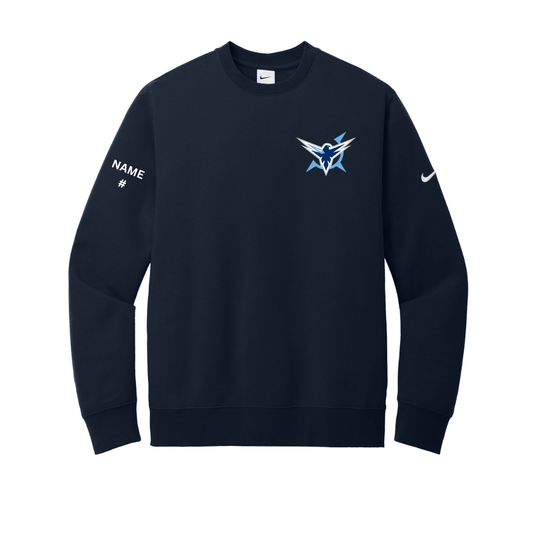 Icehawks Nike Club Fleece Sleeve Swoosh Crew