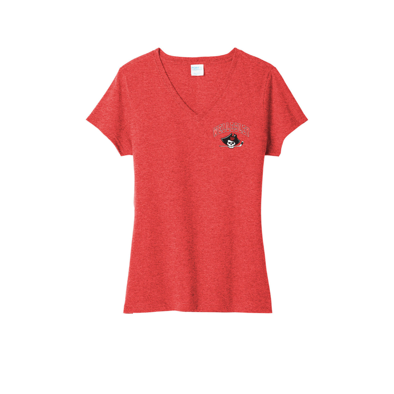 Load image into Gallery viewer, Wellesley Youth Hockey Women's Tri-Blend V-Neck Tee
