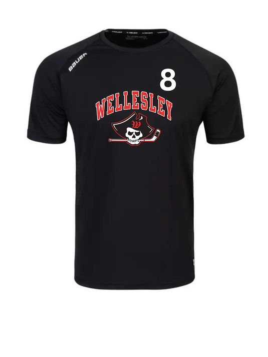 Wellesley Youth Hockey Tech T-Shirt With Number 8 Adult Large - Sale!